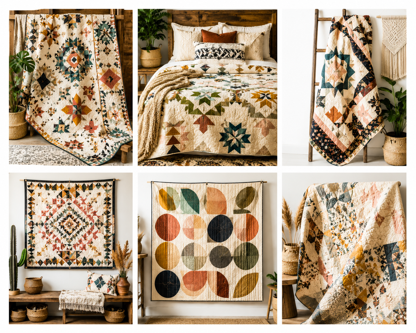 A beautiful collection of handmade quilts in various styles and patterns